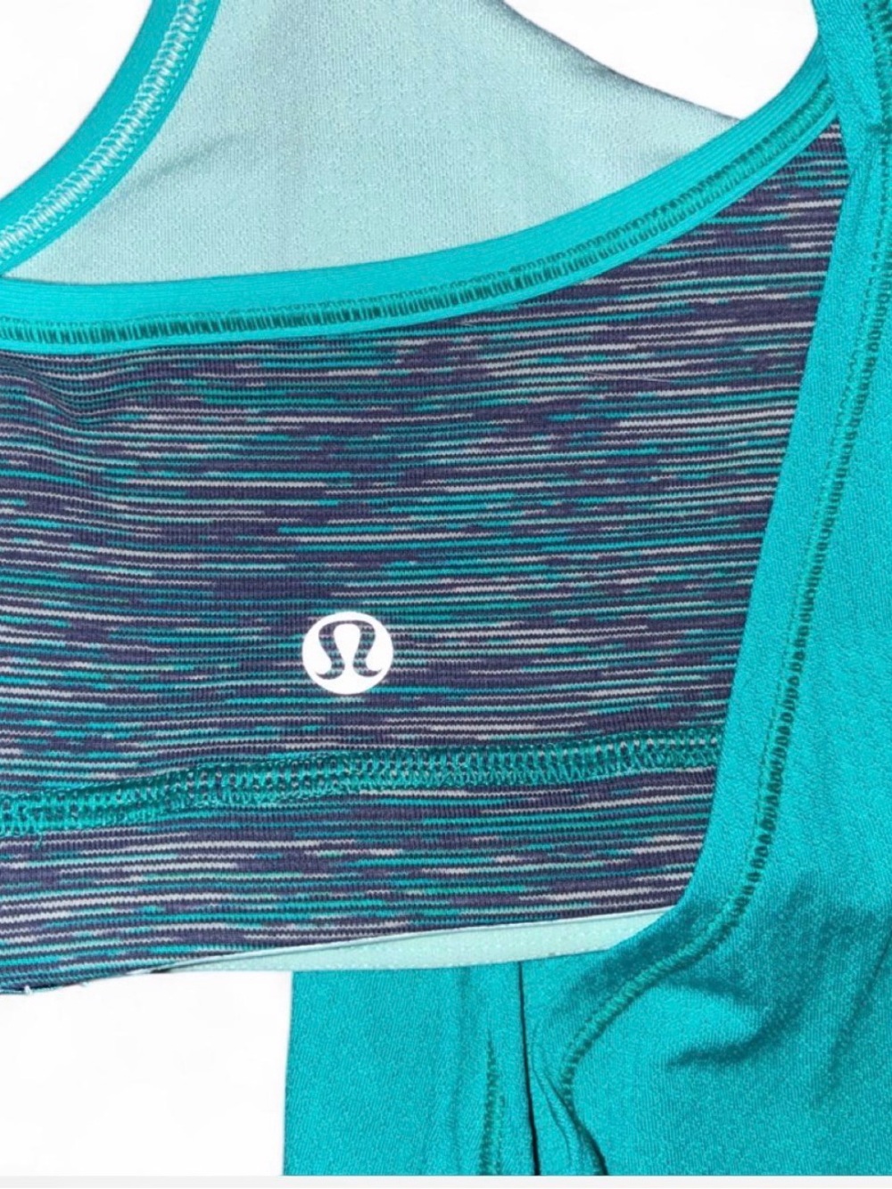 lululemon athletica Turquoise Racerback Tank Dress with Heathered Gray Shelf